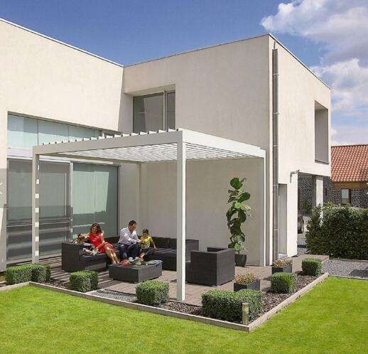 Bioclimatique Electric Sun Louver Metal Framed Pergola Aluminum Pergola Louvered Opening Roof System With Sun Block Blinds
