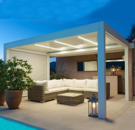 Bioclimatique Electric Sun Louver Metal Framed Pergola Aluminum Pergola Louvered Opening Roof System With Sun Block Blinds