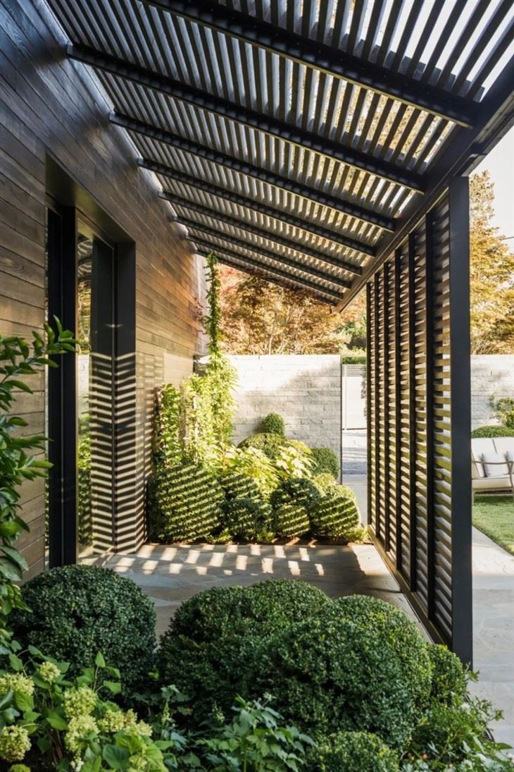 Bioclimatique Electric Sun Louver Metal Framed Pergola Aluminum Pergola Louvered Opening Roof System With Sun Block Blinds